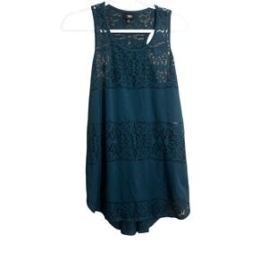 Mossimo Supply Co Womens Teal Burnout Damask Stripe Racerback Tank Top Large